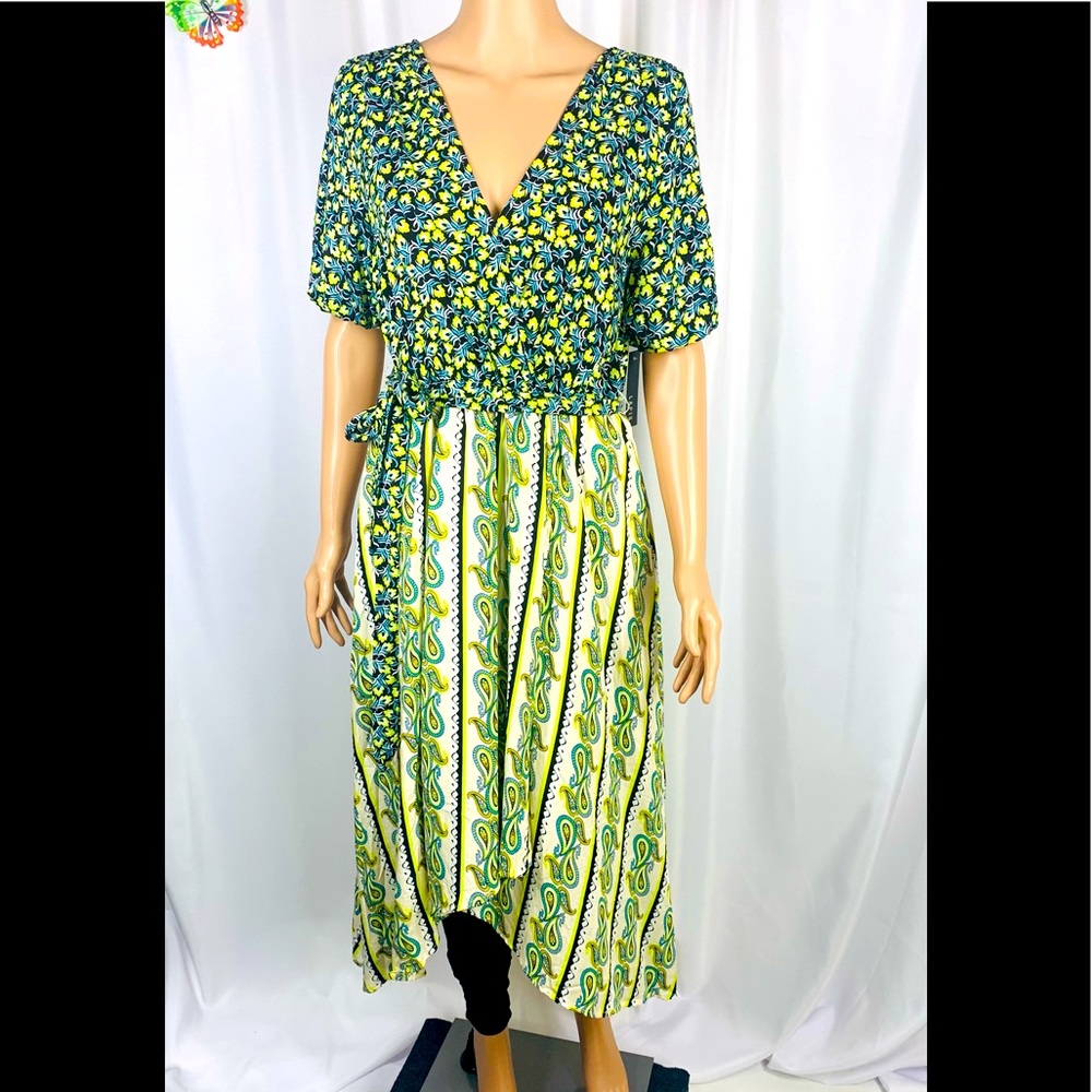 LAPIS Floral Asymmetrical Wrap Dress